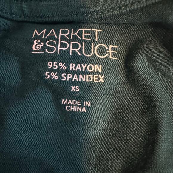 Market & Spruce Women’s Short Sleeve V-Neck Stretch Tee Green NWT Size XS - Picture 7 of 7